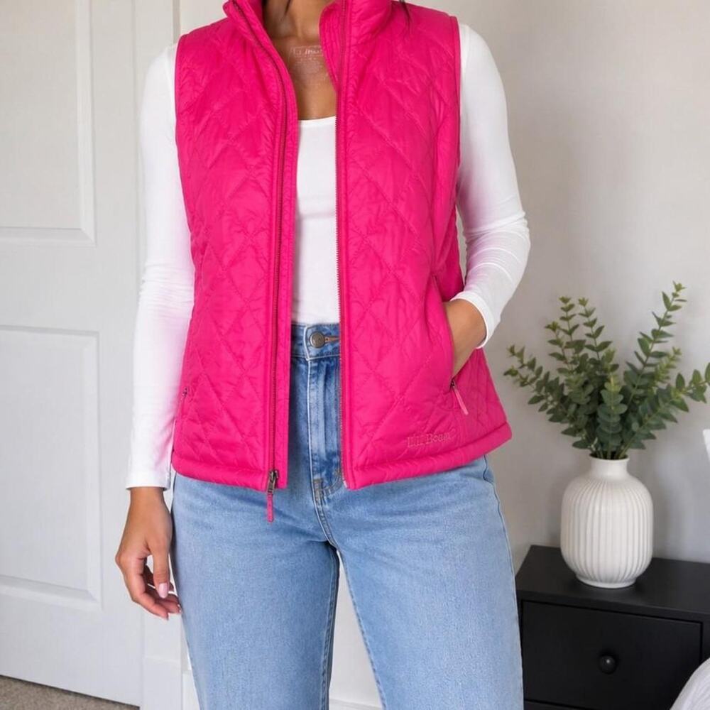 Pink llbean quilted vest